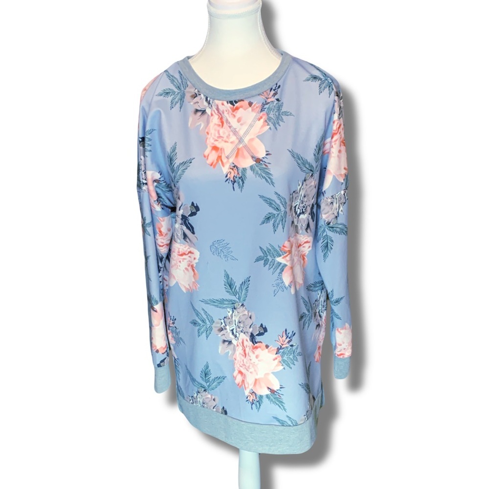 Women’s Medium Floral Long‎ Sleeve Shirt dress Long Sweater